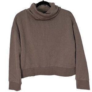 ZARA Brown Boxy Cowl Neck Cropped Sweatshirt